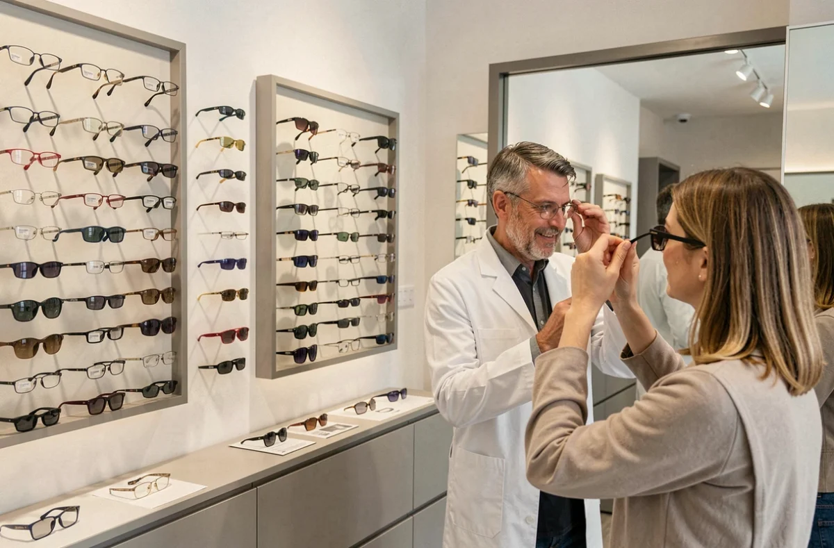 Boutique Atol les Opticiens à La Rochelle présentant une double spécialité lunettes de vue et lunettes solaires