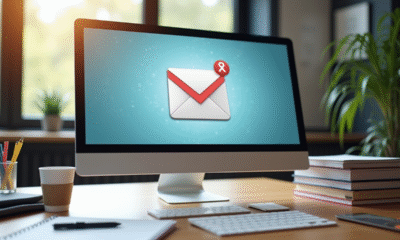 Bureau moderne avec ordinateur et documents pour article