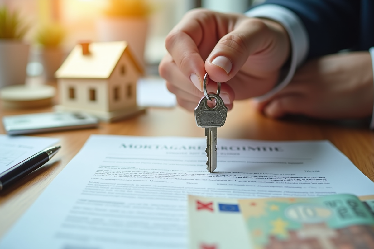 Main tenant des clés de maison au-dessus d