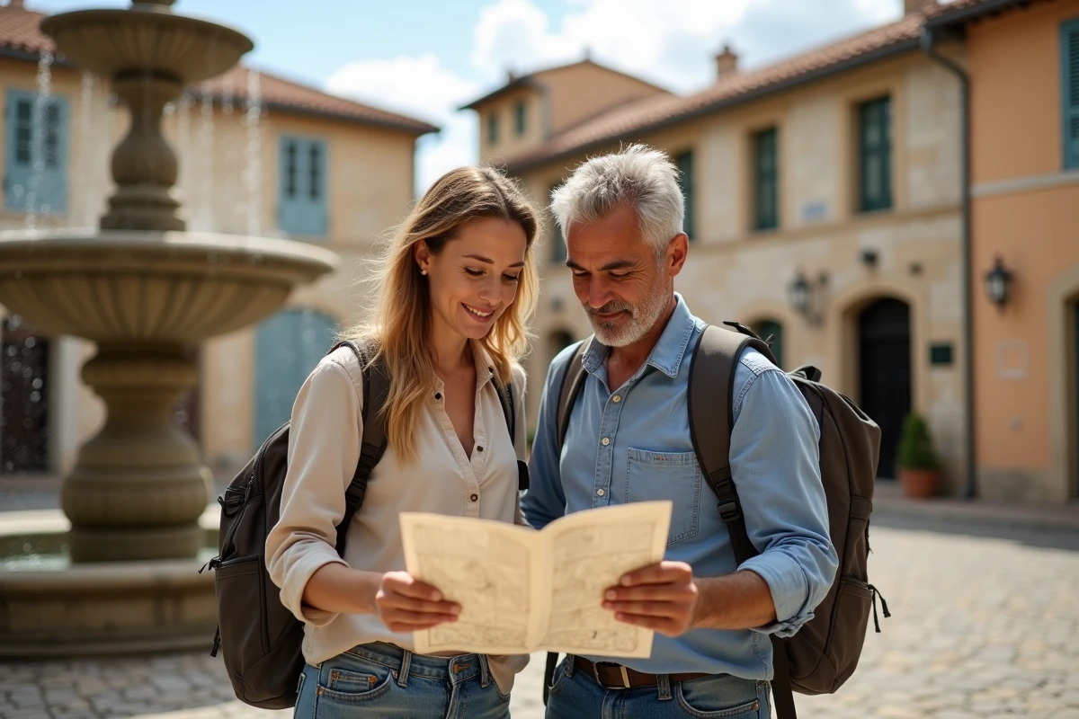 Couple en voyage explorant un village provençal lors d'un pont du mois de mai en France