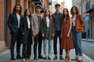 Groupe de jeunes adultes en mode urbaine diverse