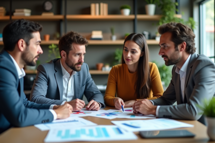 Groupe de professionnels en réunion autour d'une table