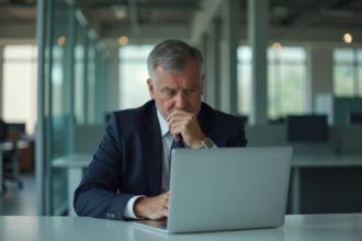Homme d'affaires pensif dans un bureau moderne