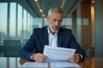 Homme d'affaires en costume bleu dans une salle de réunion moderne