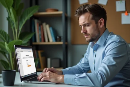 Homme d'âge moyen frustré au bureau à domicile