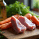 Ingrédients frais pour ragout de lapin sur une table en bois