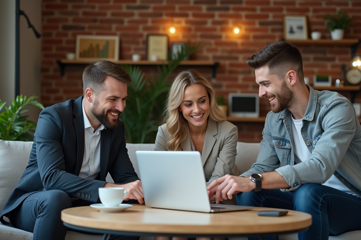 Groupe de jeunes entrepreneurs discutant autour d