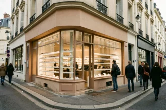 Devanture d'une boutique d'opticien dans les Hauts-de-Seine avec présentoir de lunettes en vitrine