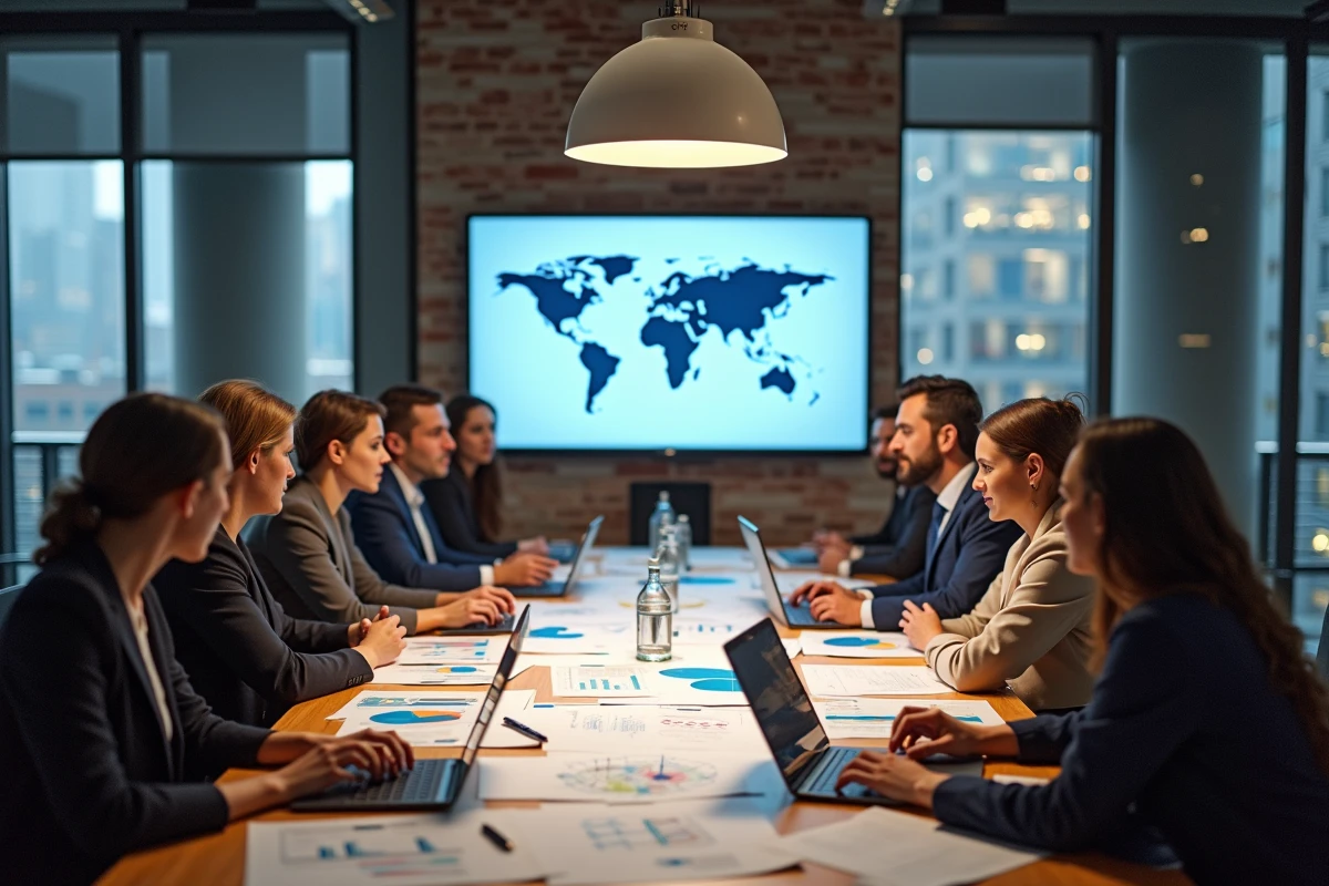 Equipe diverse en réunion dans un bureau moderne