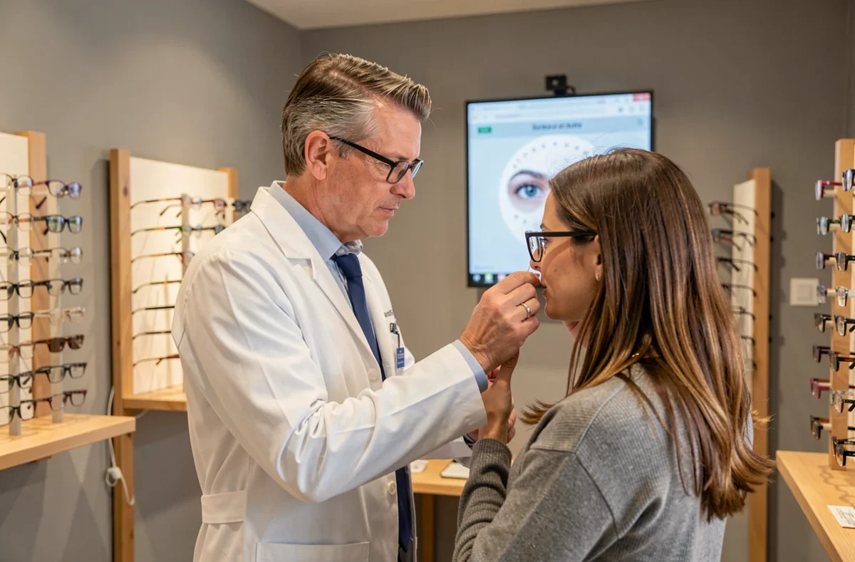 Opticien expert de TOUT'Optique Nanterre conseillant une cliente sur le choix de montures